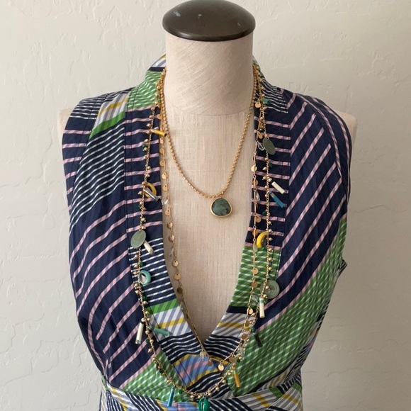 Tory Burch Overprinted Wrap Dress Field Day Bias Stripe Size 2 - Picture 7 of 11